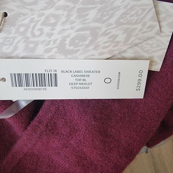 Chico's Black Label 100 % Cashmere Asymmetrical Sweater NWT. Size 0. - Picture 6 of 11